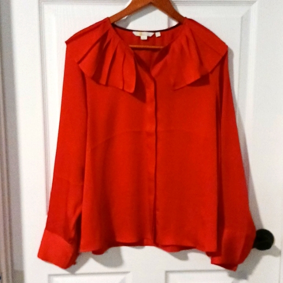 Boden 14 collard blouse red - Picture 1 of 11